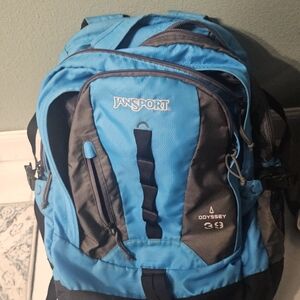 JanSport Odyssey Backpack in Blue and Gray